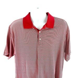 Greg Norman Red White‎ Striped Collared Short Sleeve XL Polo Shirt